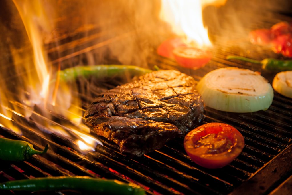 Steak Being Grilled