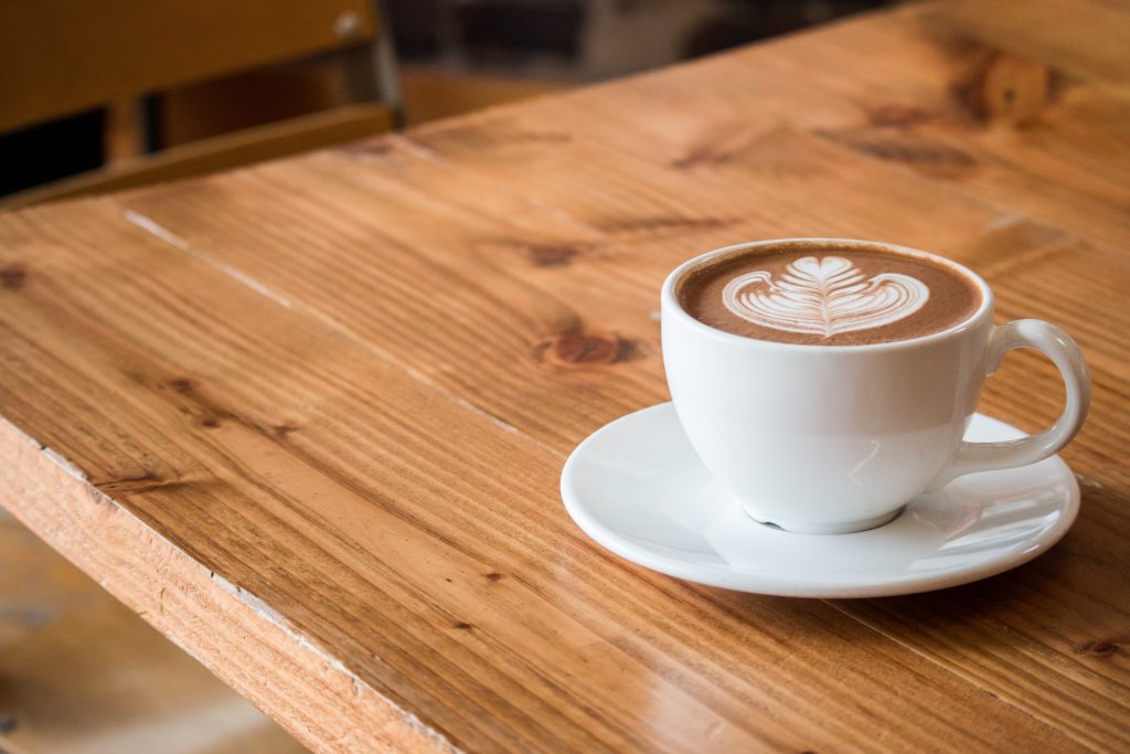 Latte on Wooden Table