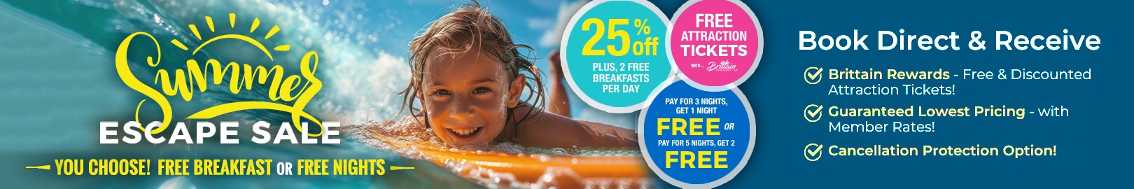 Summer Escape Sale - You Choose! FREE Breakfast OR FREE Night(s)