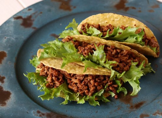 tacos with beef and lettuce